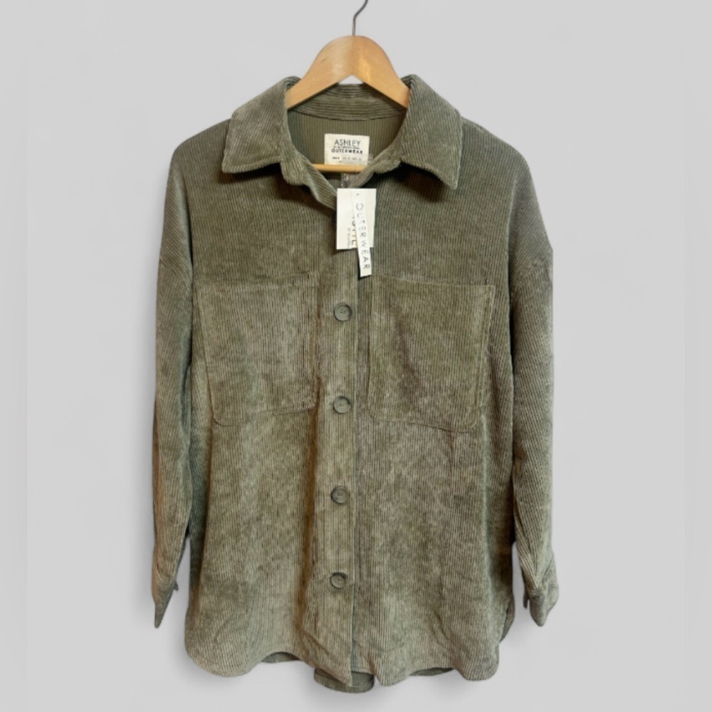 Corduroy Shacket Olive Green Size Small